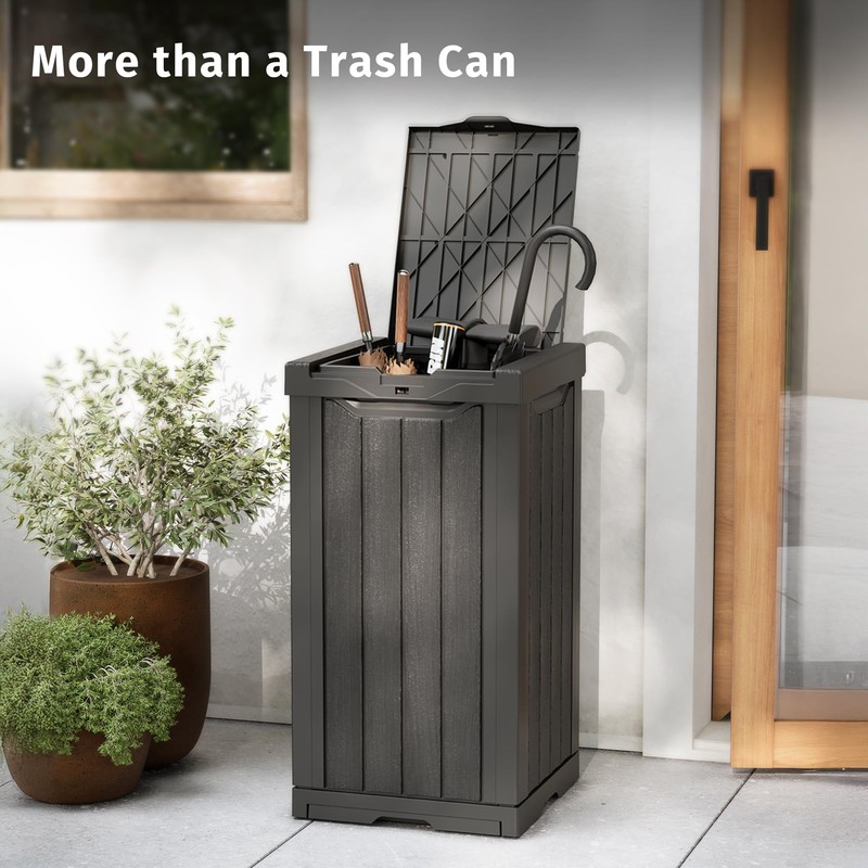 EAST OAK 31 Gallon Outdoor Trash Can | Waterproof Resin