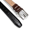 Men's Brushed Nickel Buckle Genuine Leather Alligator Embossed Dress Belt