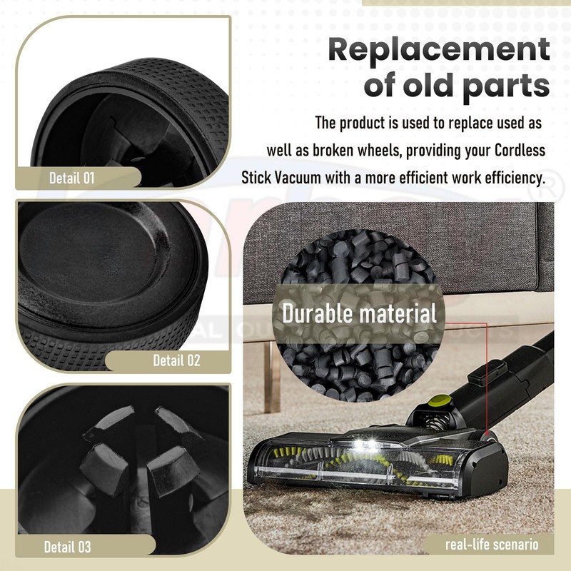 4 Pack Upgraded Replacement Wheel for Ryobi Cordless Stick Vacuum