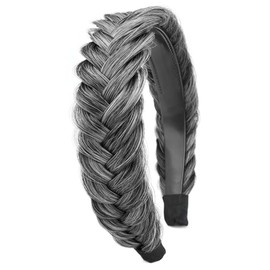 Oplira Diadema Trenzada Con Dientes, Trenza Ancha, Aro Para El Cabello Desordenado, Accesorios Para El Cabello De Moda Para Mujer (Gris Oscuro) Gris  