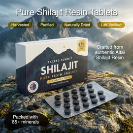 Pure Altai Shilajit Tablets 200mg – Gold Grade, High Fulvic Acid, 85+ Trace Minerals, Natural Energy & Vitality Support – UK Made, Vegan, 120 Tablets