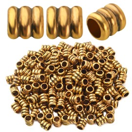 200pcs Antique Gold Plated Barrel Spacers Beads Alloy Column Spacer Bead Loose Beads Charm Beads Crafts Supplies for DIY Bracelet Jewelry Making Finding Accessory