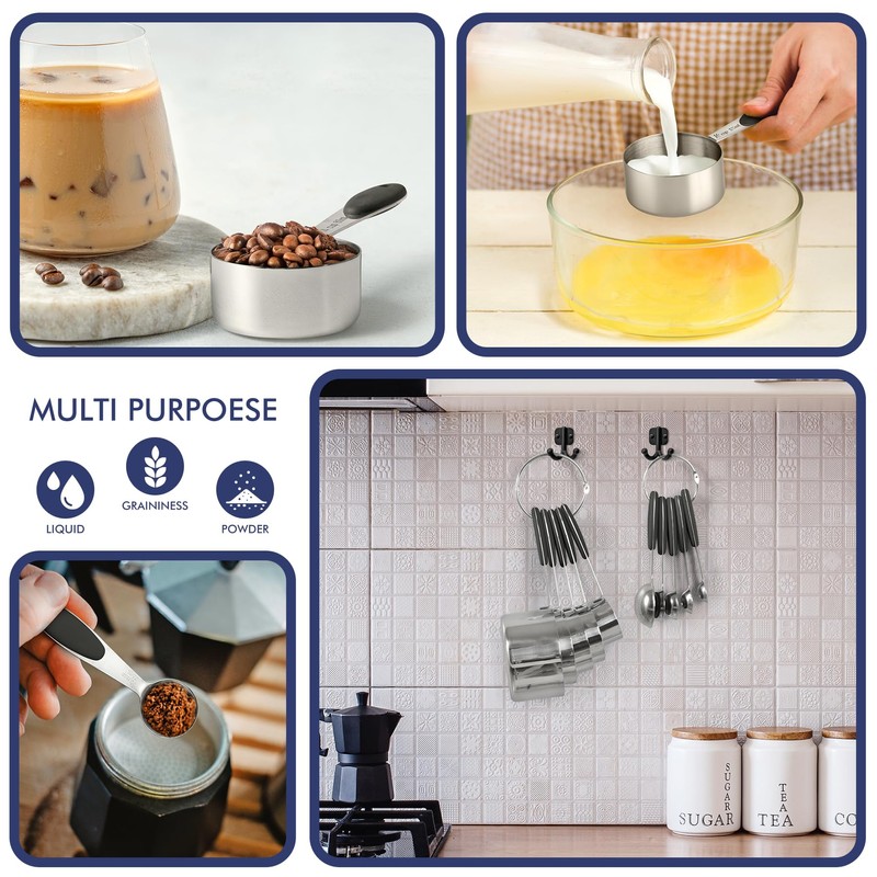 HOTEC 10-PACK Measuring Cups and Spoons Set, Kitchen Gadagets Cooking