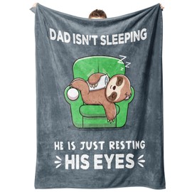 Niyewsor Funny Gifts for Dad, Dad is Not Sleeping Sloth Blanket, Dads Birthday Gifts, Gag Gift for Dads from Daughter Son, Funny Blanket for Fathers Day Christmas, 60" x 50"