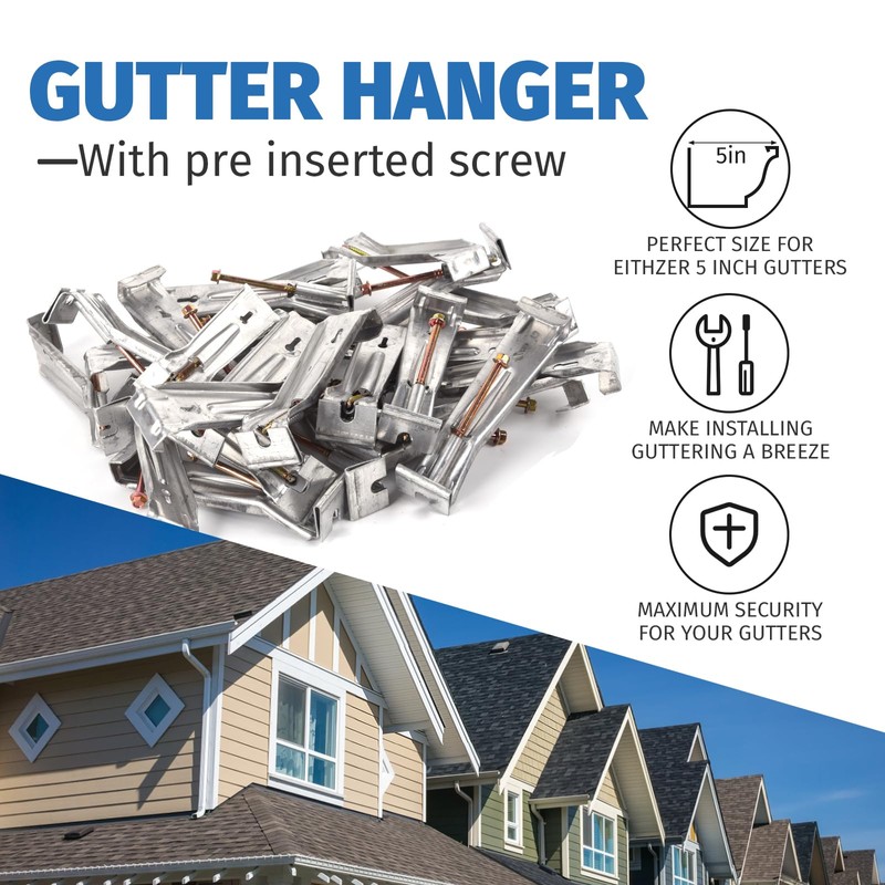 50 Pack Gutter Hangers, Gutter Hangers 5 Inch, Rain Gutter