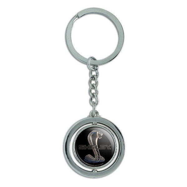 Shelby Cobra Logo Keychain Spinning Round Chrome Plated Metal