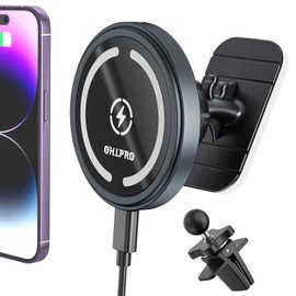 OHLPRO for MagSafe Car Mount Charger iPhone Wireless Car Charger, Stick on Dashboard Magnetic Phone Holder Mount for iPhone 16 Pro Plus Max 15 14 13 12 Series, 15W Fast Charging, Aluminum Shell