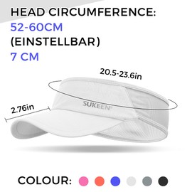 Sukeen Sun Visor Hat,UPF 50+ UV Sun Protective Sun Visors for Women,Running Hat Golf Hat for Men,Cooling Elastic Visor with Perspiration Breathable Sweatband,Sport Visor Cap for Tennis Cycling White