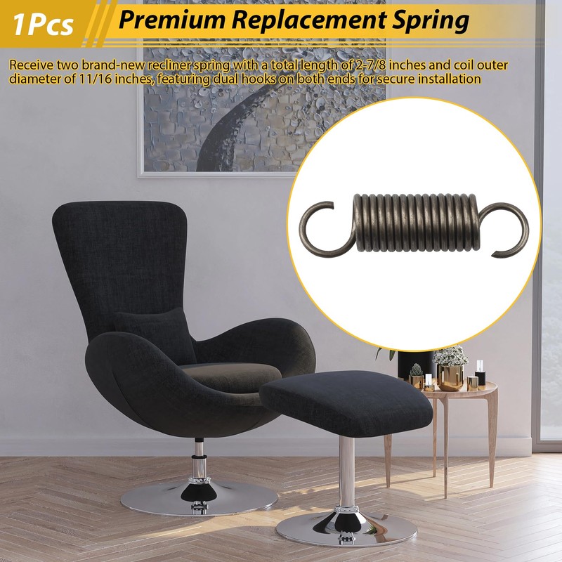 2-7/8 Inch Replacement Recliner Mechanism Tension Spring, 11/16 Inch Diameter