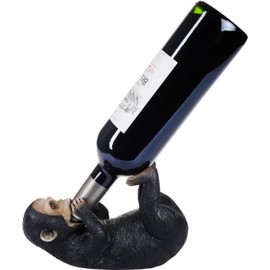 BRUBAKER Wine Bottle Holder Thirsty Monkey - Monkey Polyresin Bottle Decoration - Chimpanzee Figure Hand Painted Bar Wine Accessory - Funny Wine Gift