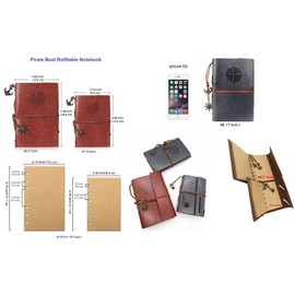 Ailifly Vintage Nautical Leather Writing Journal Notebook,Loose Leaf Blank Refillable Daily Planner Embossed Travel Journal Diary Spiral Notebook With Unlined Paper, Retro Pendants (7 inches, Gray)