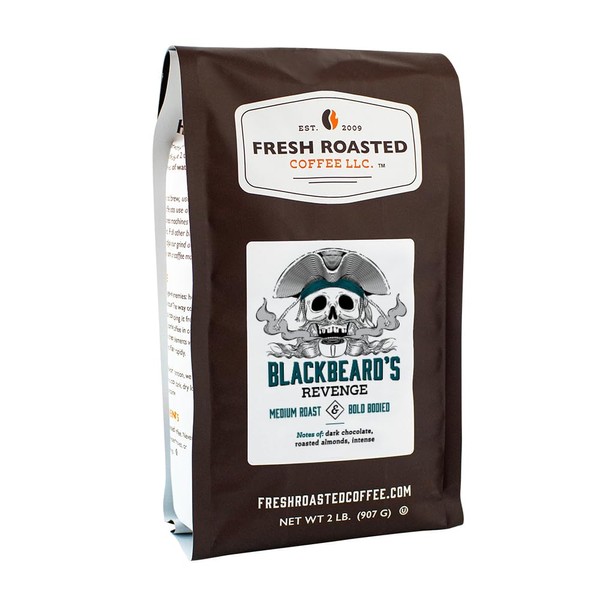 Fresh Roasted Coffee, Blackbeard's Revenge, 2 lb (32 oz), Medium Roast, Kosher, Whole Bean