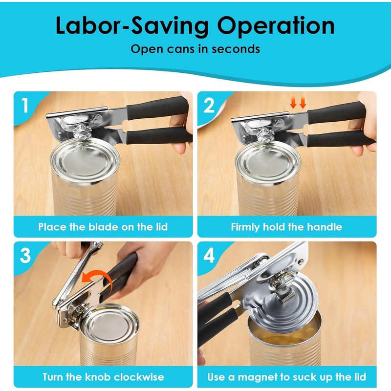 Crank Handle Commercial Can Opener - Heavy Duty Manual Can
