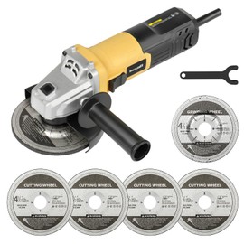Inequalit Angle Grinder, 4.0-Amp 4-1/2 Inch Corded Angle Grinder, 12000RPM with Grinding and Cutting Wheels, Flap Disc and Auxiliary Handle for Cutting, Grinding, Polishing and Rust Removal