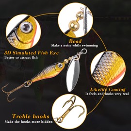 OROOTL Blinker Set Spinner Bait Kit, 16 Pieces Carbide Spinner Set Bait Fishing Lure Freshwater Bait Set for Trout Salmon Crappie Carp with Portable Carry Bag