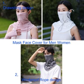JDYaoYing Summer Balaclava Hat Face Mask with Neck Guard UV Protection Full Head Mask for Men Women Fishing Cycling (Pink-B)