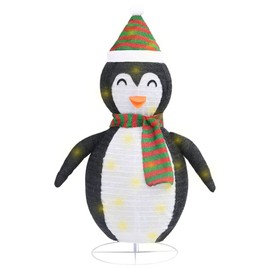 Heemab Decorative Christmas Snow Penguin Figure with LED Lights, 4 ft, Durable Fabric and Steel, Indoor/Outdoor Use