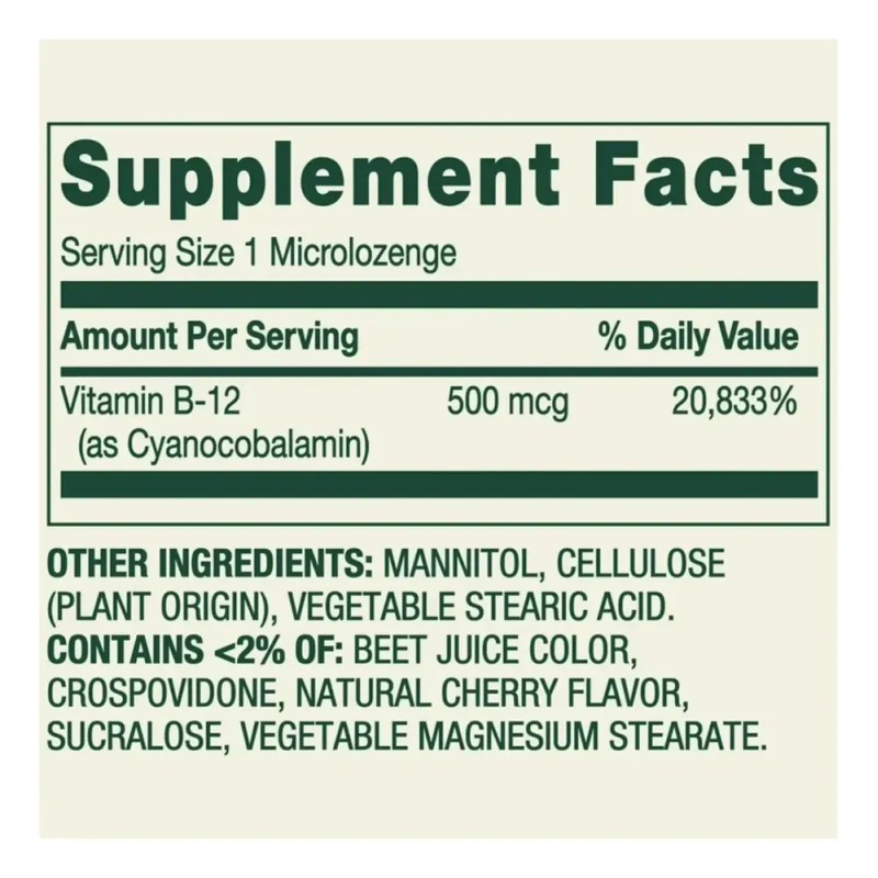 Vitamina B12 Sublingal 500mcg 200 Tabs Mini Energía Spring Sabor