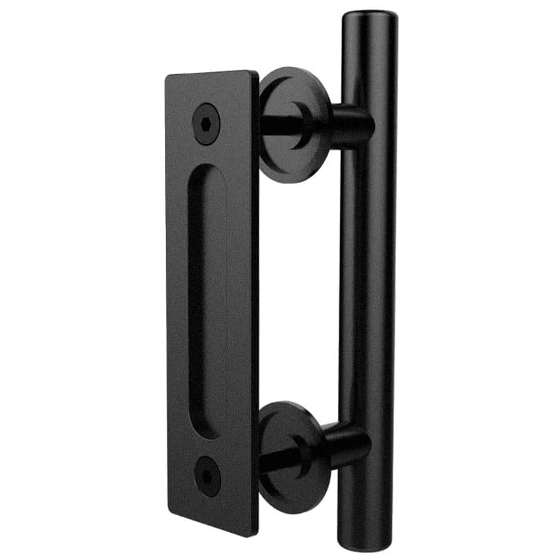 WOLFBIRD Barn Door Handle Black Retro Style Aluminium 24cm