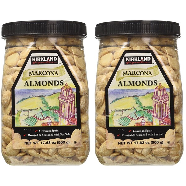 Kirkland eSybYD Marcona Almonds, Roasted and Seasoned with Sea Salt, 20.7 Ounce (2 Pack)