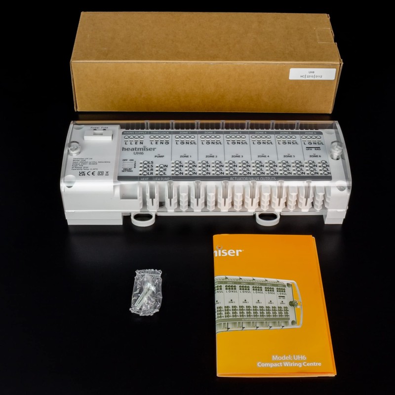 Heatmiser UH6 Compact 6 Zone 230v Wiring Centre for Water