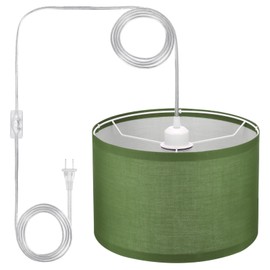 PATIKIL Plug in Pendant Light, 15Ft Rope Cord Hanging Lamp Fixture Army Green