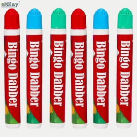 eMKay® TWO Pack of 3 – Bingo Dabbers (TOTAL - 6) Non-Drip Dot Markers for Bingo Nights | Red, Blue & Green Dabber Pens for Bingo Books, Cards & Tickets | Great for Family Games, Parties & Nan Gifts