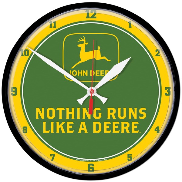 WinCraft John Deere Clock Round Nothing Runs Like A Deere Logo
