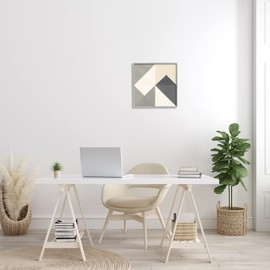 Stupell Industries Vintage Geometric Shapes Abstract Arrangement Beige Grey, Designed by Mike Schick Gray Framed Wall Art, 17 x 17
