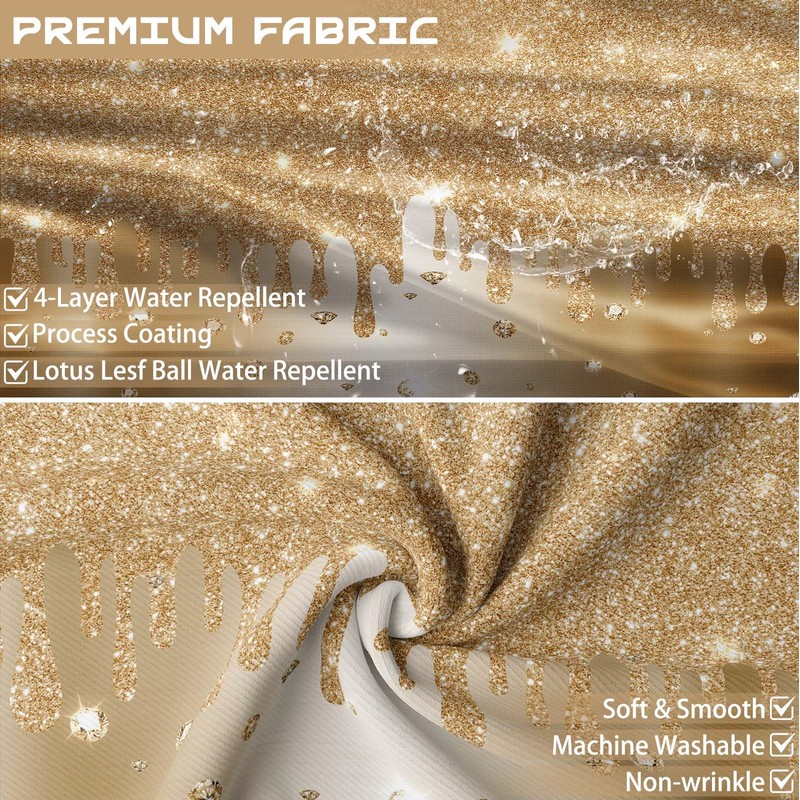 Yieldeer Gold Shower Curtain Sparkle Shimmer Bling Sparkly Bathroom Decor