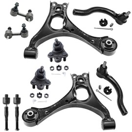 Detroit Axle - 1.8L Front End 10pc Suspension Kit for 2006-2011 Honda Civic 2007 2008 2009 2010, 2 Lower Control Arms, 2 Lower Ball Joints, 4 Inner & Outer Tie Rods, 2 Sway Bar Links Replacement