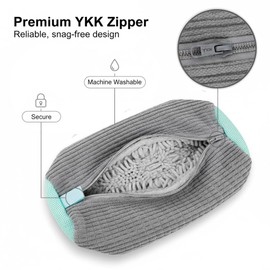 Corduroy Shoe Washing Bag with YKK Zipper for Washer and Dryer – 19 x 39 cm Laundry Shoe Bags, Secure Closure, Reusable, 2-Pack, Gray