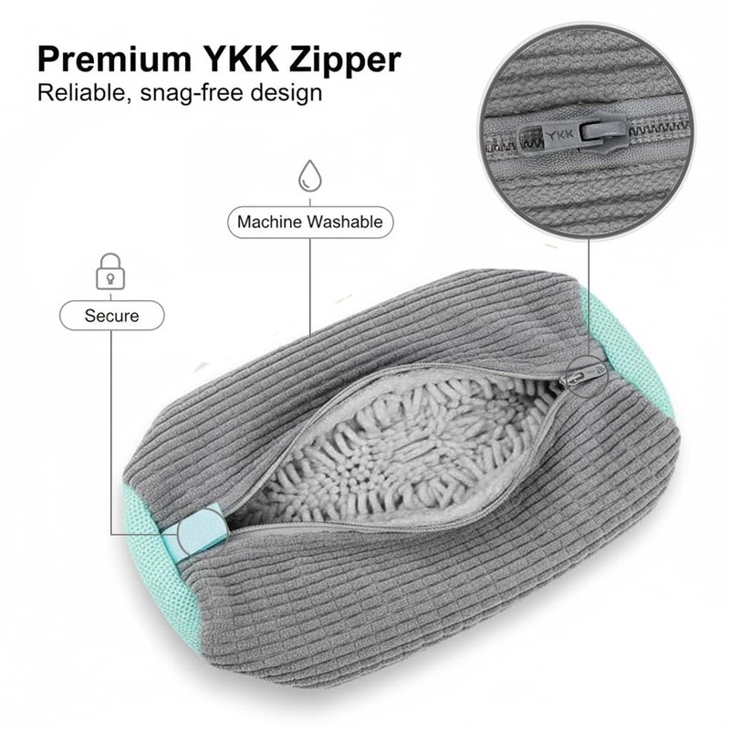 Corduroy Shoe Washing Bag with YKK Zipper for Washer and