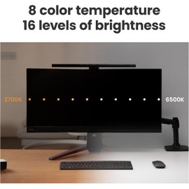 BenQ ScreenBar Pro LED Monitor Light (Silver)/Ultrawide Illumination/Motion Sensor/Adjustable Brightness and Color Temperature/Eye-Care Light Bar/No Screen Glare/Space Saving/Curved Monitors