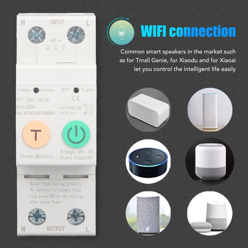 WiFi Circuit Breaker Parameters Adjustable Leakage Protection Data Display Remote
