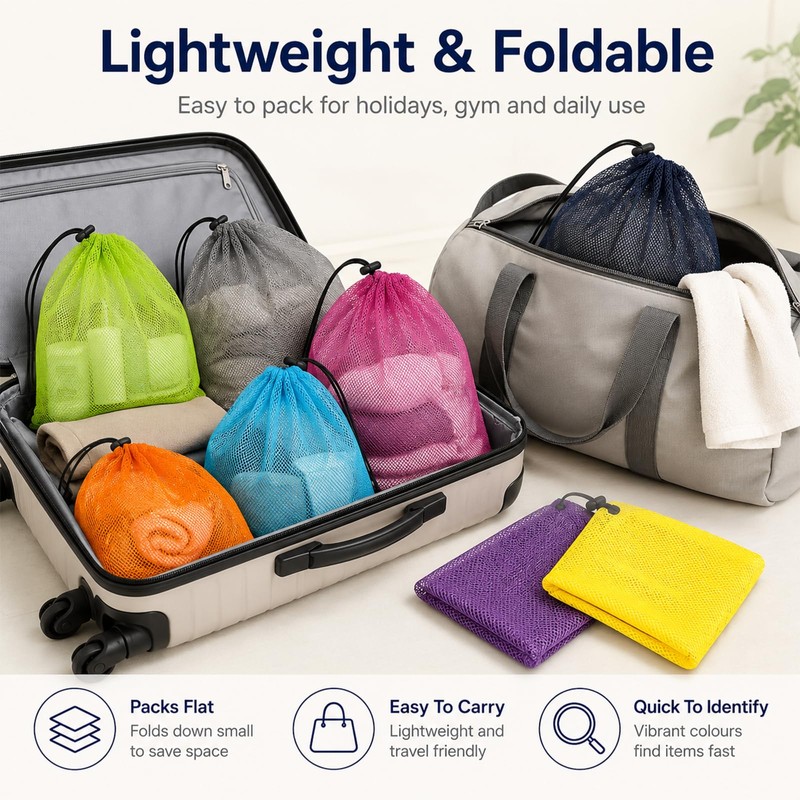 Squliicayy 10Pcs Mesh Drawstring Bags 35 x 40 cm