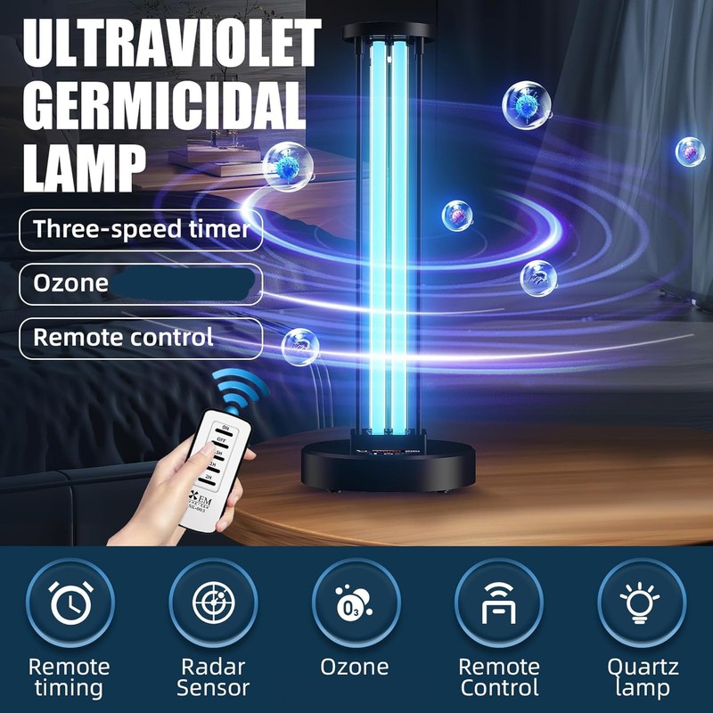 Ultraviolet Germicidal Lamp,110w UV+Ozone Light Sanitizer for Whole Room, 99.99%