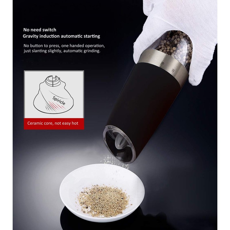 Gravity Electric Salt and Pepper Grinder Set, Battery Operated, Automatic