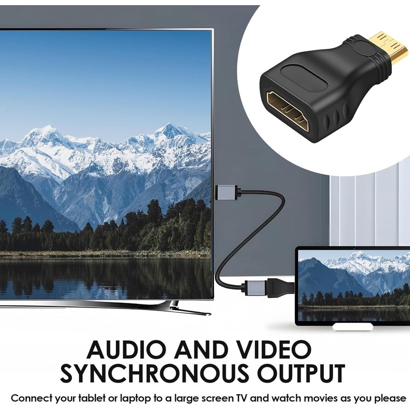 AYMBH Mini HDMI to HDMI Adapter, Gold-Plated Male to Female