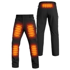 ANTARCTICA GEAR Heated Pants for Men, with 12V/20000mAh Battery, 5-Zone Heating Softshell Outdoor Trousers Hiking Pants Black