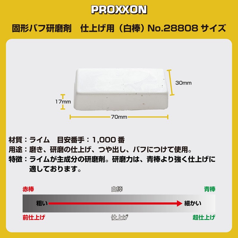 プロクソン(PROXXON) 固形バフ研磨剤白棒 1個 【仕上げ用】 No.28808