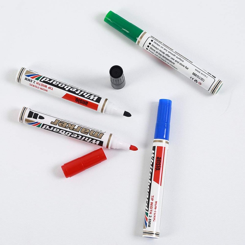 ANSIO Whiteboard Pens, Whiteboard Markers Set with Magnetic Eraser, White