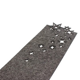Casoro Table Runner Christmas Made of Elegant Felt in Anthracite, Modern Table Runner in Star Pattern, Approx. 24 x 140 cm, Washable, Simple Table Accessory in Elegant Design
