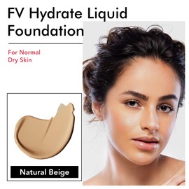 FV Dewy Liquid Foundation Makeup, Oil Control Waterproof Long Lasting Face Makeup for Normal & Dry Skin, Lightweight Medium Coverage, Vegan & Crulty-Free, Natural Beige, 30ml