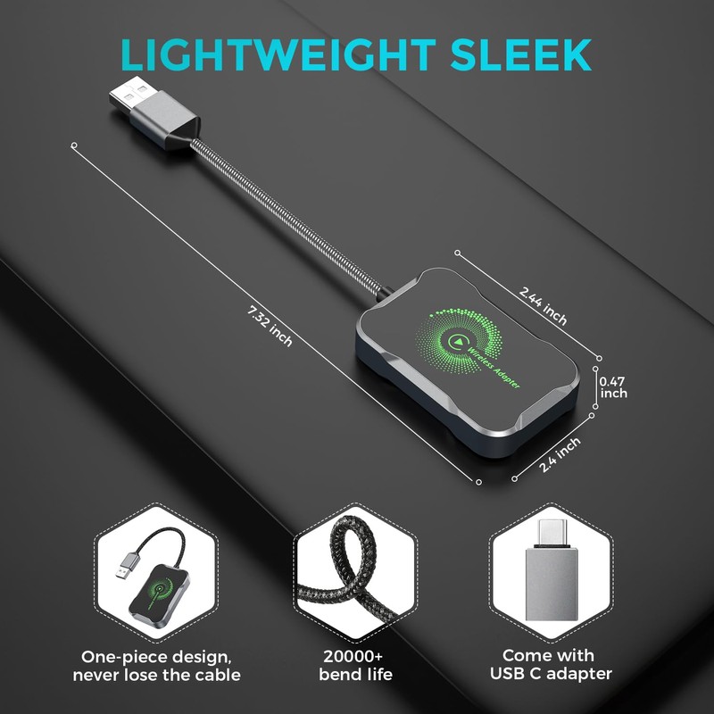CILIENG Wireless CarPlay Adapter, Superschnelle Upgrade von Wired CarPlay auf
