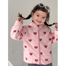 LUVCES Baby Jacket Boys Unisex Toddler Girls Kids Warm Fleece Jacket Full Zip Pullover Outerwear Sweatshirt, Pink heart