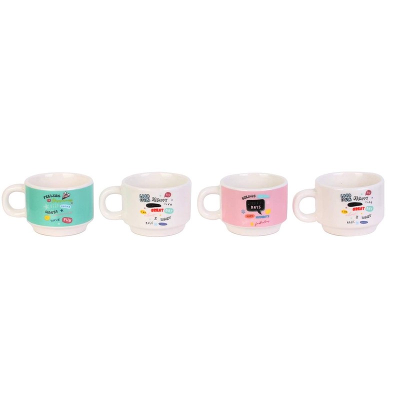 Paris Prix Espresso Cups Set of 4, Ceramic, Diameter 6