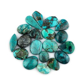 GEMKORA (50 carats) Mix Natural Tibetan Turquoise Gemstones, Wholesale Cabochons, Jewelry Making Loose Stone Supply, DIY, Healing Crystals Stones, Birthstone, Good Fortune Stone (4 to 5pcs) (15-20mm)