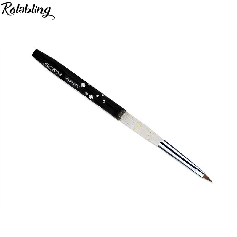 Rolabling Size 2# Black 100% Kolinsky Sable Acrylic Nail Art