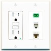 RiteAV 1 Port SC APC Simplex Phone and Cat6 Ethernet Wall Plate - GFCI Outlet [White]